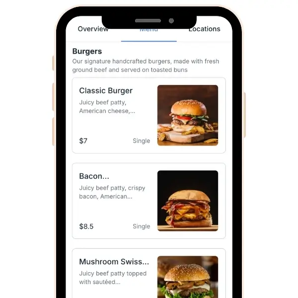 Digital Menu Food Trucks Mobile