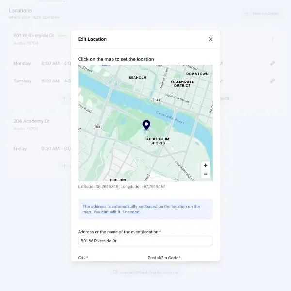 Edit Food Truck Location